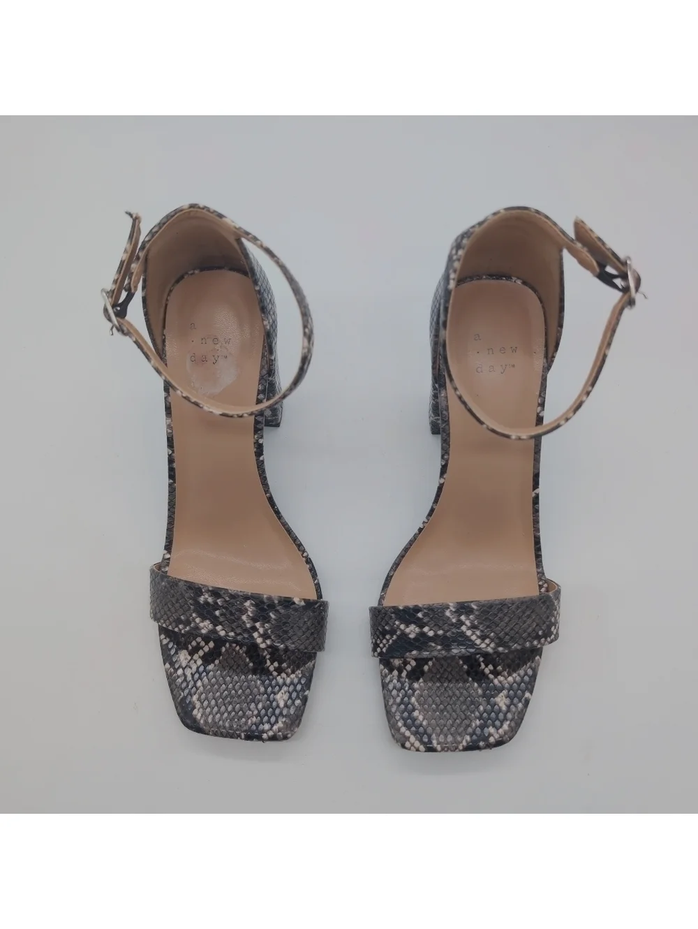 A New Day Faux Snake Skin Sz 7.5 Strapped Sandals Heels